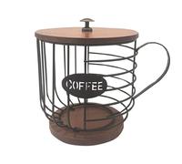 Coffee Pod Holder Large Capacity Coffee Filter Holder With Wood Lid And Base Retro Coffee Pod Coffee Pod Organizer Coffee Station Organizer Coffee Bar Accessories For Home (Black, One Size)