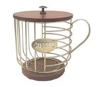 Coffee Pod Holder Large Capacity Coffee Filter Holder With Wood Lid And Base Retro Coffee Pod Coffee Pod Organizer Coffee Station Organizer Coffee Bar Accessories For Home (Gold, One Size)