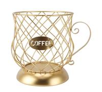 Coffee Pod Holder, Metal Coffee Capsule Basket Modern Coffee Capsule Holder Large Capacity Wire K Cup Coffee Filter Holder Golden Coffee Station Organizer for Kitchen Coffee Bar