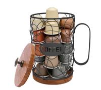 Coffee Pod Holders for Counter,Espresso Capsule Storage Basket for 50 Capsule Storage Organizer for Home Kitchen Office Counter,Round coffee Basket Decor(black-1 Lid)