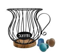 Coffee Pod Holders for Counter, Large Capacity K Cup Holder and Espresso Pod Holder, Coffee Bar Accessories, Wire Kup Storage with Wooden Base, for Coffee Station for espresso Pods & Capsules，Fruit Sn