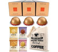 Coffee Pod Multipack for Nespresso Vertuo Machine - Melozio Decaffeinato Coffee Capsules - 3 Boxes (30 Pods) with Border Biscuits and Reusable Tote Bag