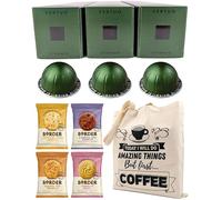 Nespresso Vertuo Stormio Coffee Capsules - 3 Boxes (30 Pods) Bundled with Border Biscuits Selection & Giftable Tote Bag