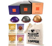 Coffee Pod Variety Pack for Nespresso Vertuo Machine - Decaffeinated Selection Altissio, Fortado, Melozio Decaffeinato - 3 Boxes (30 Pods) Bundled with Border Biscuits and Reusable Tote Bag