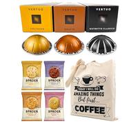 Nespresso Vertuo Coffee Capsules Espresso Selection - Voltesso, Orafio, Ristretto Classico - 3 Boxes (30 Pods) Bundled with Border Biscuits & Giftable Tote Bag