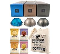 Nespresso Vertuo Coffee Capsules - Fortado, Costa Rica, Arondio - 3 Boxes (30 Pods) Bundled with Border Biscuits Selection & Giftable Tote Bag
