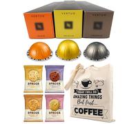 Nespresso Vertuo Coffee Capsules Fruity & Gran Lungo Selection - Solelio, Inizio & Arondio - 3 Boxes (30 Pods) Bundled with Border Biscuits & Giftable Tote Bag