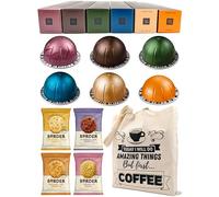Nespresso Vertuo Coffee Capsules Selection - Inizio, Colombia, Intenso, Stormio, Melozio & Odacio - 6 Boxes (60 Pods) Bundled with Border Biscuits & Giftable Tote Bag