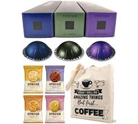 Nespresso Vertuo Coffee Capsules Intense Espresso Selection - Altissio, Diavolitto, Il Caffè - 3 Boxes (30 Pods) Bundled with Border Biscuits & Giftable Tote Bag