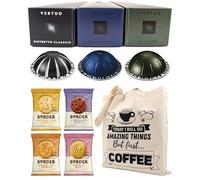 Nespresso Vertuo Coffee Capsules Strong Espresso Selection - Ristretto Classico, Diavolitto, Il Caffè - 3 Boxes (30 Pods) Bundled with Border Biscuits & Giftable Tote Bag