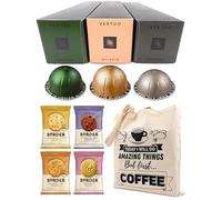 Nespresso Vertuo Coffee Capsules - Stormio, Fortado, Melozio - 3 Boxes (30 Pods) Bundled with Border Biscuits & Giftable Tote Bag