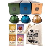 Nespresso Vertuo Coffee Capsules - Stormio, Odacio, Melozio - 3 Boxes (30 Pods) Bundled with Selection of Border Biscuits & Tote Gift Bag