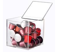 Coffee pods Capsules Storage Container Box Acrylic Coffee Pod Holder Clear Capsule Holder Storage Box, Desktop Candy Tea Display Case, Compatible with Nespresso K Cup(14cm)