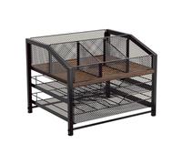 Coffee Pods Organizer,3-Layer Metal And Wooden Storage Rack With Spacious Storage Space,Coffee Station Organizer - For Countertop, In Cabinet, Desktop, Wall, Refrigerator, Home, Kitchen, Bar, Cafe