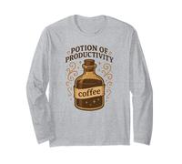 Coffee Potion of Productivity Funny Caffeine Vintage Magic Long Sleeve T-Shirt
