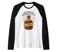 Coffee Potion of Productivity Funny Caffeine Vintage Magic Raglan Baseball Tee
