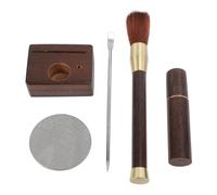 Coffee Powder Distributor Kit, Stainless Steel Needle with Ebony Wood Handle, Coffee Stirring Tool for Espresso, Includes Storage Base and Latte Art Needle for Barista and Home Use