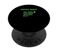 Coffee Quest Barista Gaming Funny Retro 8 Bit Caffeine PopSockets Adhesive PopGrip