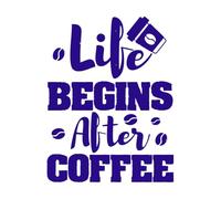 Coffee Quote and Saying Life Begins After Coffee Wall Decals PVC 64x83.7cm Glass Stickers DarkBlue