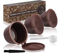 Coffee Reusable Refillable Pods 3 pcs, Dolce Gusto Machines Coffee Pod Compatible Filter Cups BPA Free with 1 Plastic Spoon and 1 Cleaning Brush