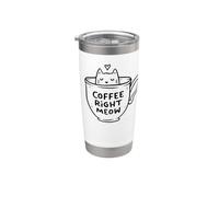 Coffee Right Meow Cute Minimalist Kitty in Cafe Cup EduEly Stainless Steel Insulated Tumbler