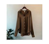 (Coffee, S) Office Lady Shirts And Blouses Woman Top Autumn Winter Korean Long Sleeve Button Elegance Sweet Casual Summer Fashion Shirts