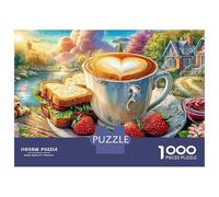 Coffee & Sandwich 1000 Piece Jigsaw Puzzle for Adults Coffee Dessert Brainteasing Jigsaws Educational Games Creativity & Gift Giving 38x26cm/1000pcs