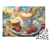 Coffee & Sandwich Recycled Cardboard Fruit Dessert Art Jigsaw Puzzle Bundle Adults Kids 12+ Stress Relief Travel Jigsaw Puzzle 38x26cm/1000pcs