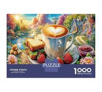 Coffee & Sandwich Thick Cardboard Garden Jigsaw Puzzle Bundle Family Puzzle Lovers Brain Training Stress Relief Puzzle Ideal Leisure Activity 38x26cm/1000pcs