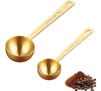 Coffee Scoop Measuring Spoons Set - 2 Pack Gold Stainless Steel Tablespoon Measu