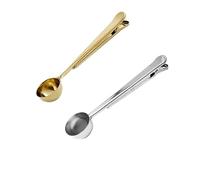 Coffee Scoop with Bag Clip,2PCS Stainless Steel Coffee Measuring Scoop Coffee Spoon Measuring for Ground Coffee and Beans Milk Powder,Ice Cream Great Gift Basket Idea Silver & Gold