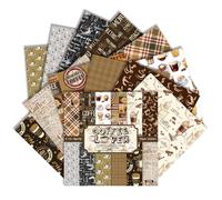 Coffee Scrapbook Paper 24 Sheets 6x6 Inch Single-Side Coffee Printing Junk Journal 160gsm Decorative Cardstock Papers for Scrapbook Supplies, Card Making, Decoupage and DIY Projects (A, 6x6 inches)