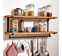 Coffee Shelf Wall Mounted with Brackets - Rustic Floating Storage for Kitchen Decor, Vintage Industrial Hanging Rack for Mugs and Utensils