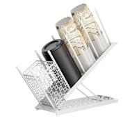 Coffee Shop Organizer with 4 Vertical Compartments, Sugar Station, Cup Holder - Tea Station, for Disposable Paper Cups, Straws, Lids, Creams for Kitchen and Bar (White)