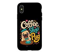 Coffee Shop Pug - Pug & Coffee Case for iPhone X/XS