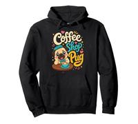 Coffee Shop Pug - Pug & Coffee Pullover Hoodie