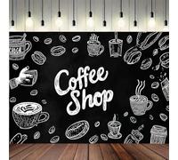 Coffee Shop Theme Photo Background Coffee Beans Photoshoot Background Sweet Girl Afternoon Tea Party Coffees Shop Menu Banner Pub Cafe Ice Cream Cake Bread Smash Birthday Party Backdrops(C, 7x5feet)