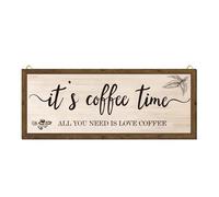 Coffee Sign - Bar Sign, 33x13.2CM Hanging "It's Coffee Time" Signs with Coffee Bean Design, Hanging Bar Signs with Beans, Art Decoration for Home Station Shop Accessories,Gift for Everyone Who Loves