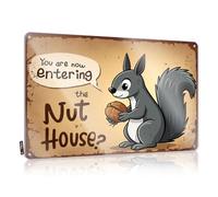 Coffee Sign Decor Welcome To The Nut House! Tin Sign Funny Room Decor Metal Bar Decor(20X30CM)