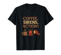Coffee, Sirens, Action! Firefighter Retro Diner Graphic T-Shirt