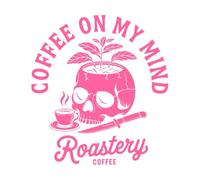 Coffee Skull Gothic Coffee with Retro Typography Wall Stickers Paster Paper 67.2x73.6cm Window Decals Pink