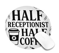 Coffee Small Mouse Pad, Modern Minimalistic Paperclip Pen None Black Round Rubber Smooth Mini Travel Desk Mousepad Accessories for Office Home Computer Laptop Round 8x8 Inch