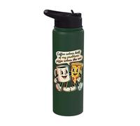Coffee Solves Half Problems Pizza Solves Rest Funny Retro Stainless Steel Insulated Water Bottle