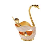 Coffee Spoon Base Holder, Zinc Alloy Swan Base Spoon Holder, Dessert Teaspoon Organizer, Swan Spoon Set Holder, Stand Organizer, Gold And White [Separate Swan Base], Consulte la descripción, See