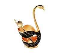 Coffee Spoon Base Holder, Zinc Alloy Swan Base Spoon Holder, Dessert Teaspoon Organizer, Swan Spoon Set Holder, Stand Organizer, Black Gold [Separate Swan Base], Consulte la descripción, See
