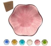 Coffee Spoon Rest for Coffee Bar Accessories, Small Spoon Rest for Coffee Station, Flower Ceramic Tea Spoon Rest Tea Spoon Holder Teaspoon Rest, 1 PC (Ice Cracks, Pink)