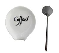 Coffee Spoon Rest, Small Ceramic Coffee Spoon Holder, Porcelain Spoon Holder, Ceramic Spoon Rest for Tablespoon,Teaspoon,Bar Spoon,Coffee Bar Accessories (Spoon Rest+Black Spoon)