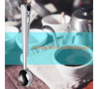 Coffee Spoon with Clip Coffee Scoop Multifunction for Bag Sealing (Silver)