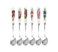 Coffee Spoon,Yoghurt Spoon 6 PCS Spoon with Decorative Porcelain Handles for Weddings,Christmas,Birthdays,Mirror Polished - Ideal for Coffee,Ceramic Handle Stainless Steel Teaspoon Set