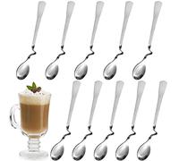 Coffee Spoons,Forreen 10 Pieces Latte Macchiato Spoon Tea Spoons Stainless Steel Espresso Spoon Honey Spoon Long Drink Spoon with Kink for Home Office Cafe Travel